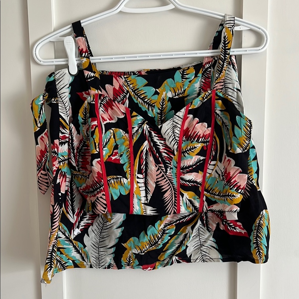 Tropical Leaf Print Mini Skirt and tank set